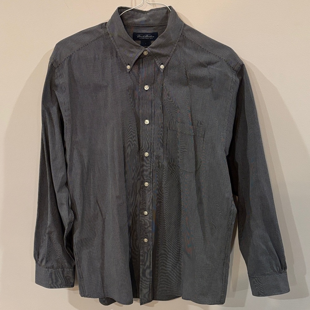 Brooks Brothers Charcoal Gray Button-Down Shirt Men's L